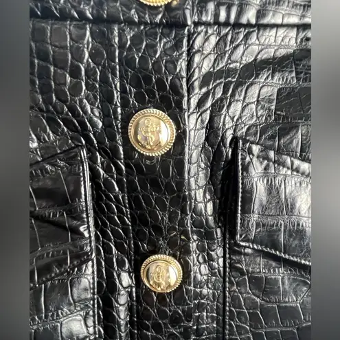 Julie Brown NYC Pleather black skirt with gold anchor buttons size 2