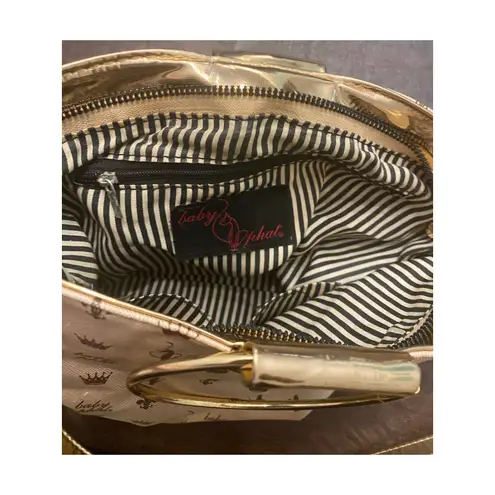 Baby Phat Rose Gold Logo Print Shoulder Bag Ring Handles & Strap Y2K Vintage