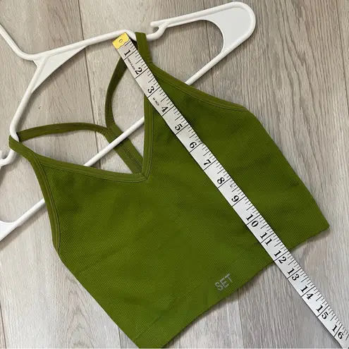 Set Active Top ribbed longline bra womens Green (small) workout athleisure party