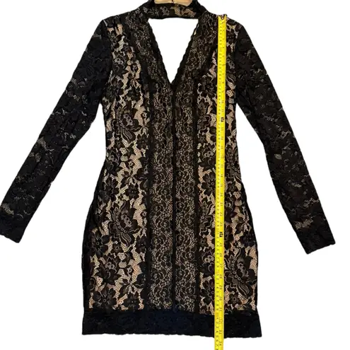 Bebe  Vintage Y2K V Neck Choker Long Sleeve Lace Dress Size Large