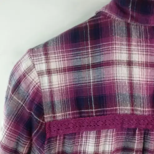 Ruff Hewn  M Pink Purple Hombre Plaid Long Top