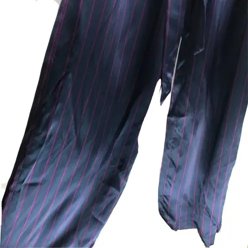 L'Agence Camisole Jumpsuit Silk Striped Belted Navy Blue Purple Size 2