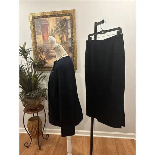 Simonton Studio Women's 2 Piece Skirt Jacket Size 12 Black Long Sleeve Button