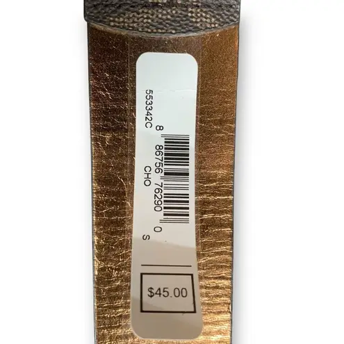 Michael Michael Kors Chocolate Logo Belt Statement MK Buckle Synthetic Leather Brown