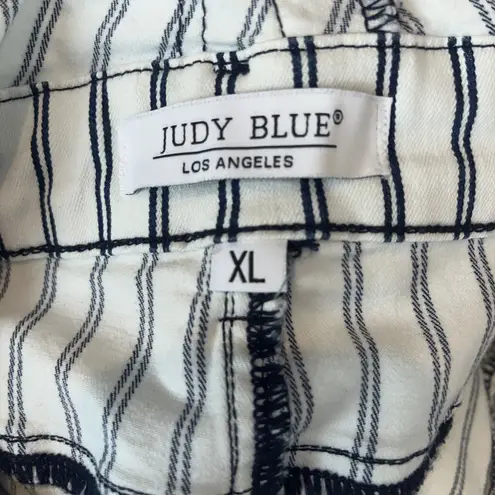 Judy Blue Women's Pinstripe White Boyfriend Casual Statement Overalls Size XL