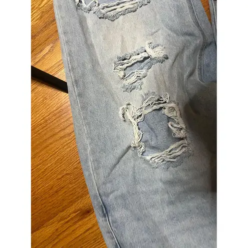 Kancan Distressed Ripped High Rise Light Wash Wide Leg Jeans Denim Pants 15/31 Blue Size undefined