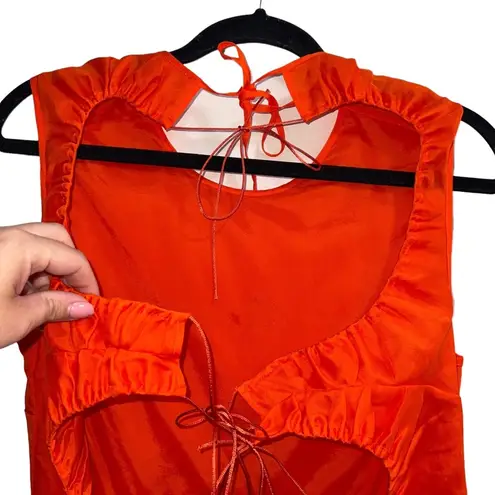 Cecilie Bahnsen Fang Draped Open Back Sleeveless Midi Dress Orange