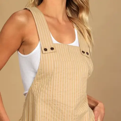 Lulus Lulu’s Make Your Day Light Yellow Striped Short Overall Romper