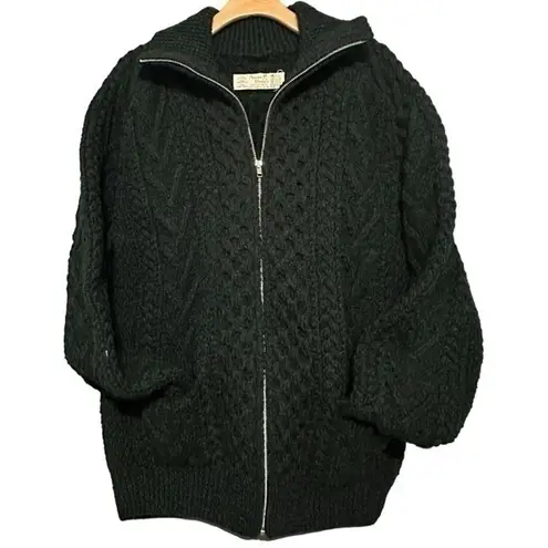 Athena Designs One Size Gray Marled Zip Up Shawl Collar Pocket Front Cardigan