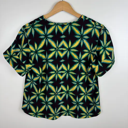 Ulla Johnson Womens Rosie Top Size 2 Olivinite Short Sleeve Vibrant Boho Flowy