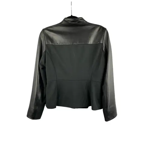 Halston Womens Black Leather Jacket Size S