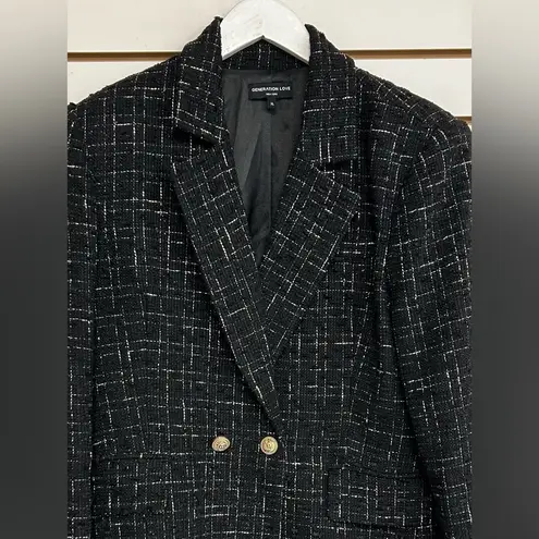 Generation Love Irene Tailored Tweed Blazer Size XL Black & White