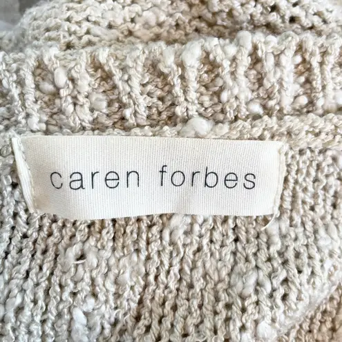 Caren Forbes Knit Sweater V-Neck Pullover Diamond Pattern Beige S Bohemian Boho