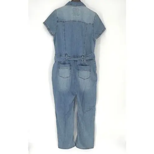 Habitual Short Sleeve Denim Jumper Belted Button Front Size 12/31