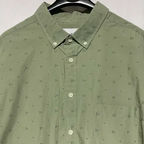 Goodfellow & Co Dot Cotton Long Sleeve Button Down Shirt Sage Green Size XL