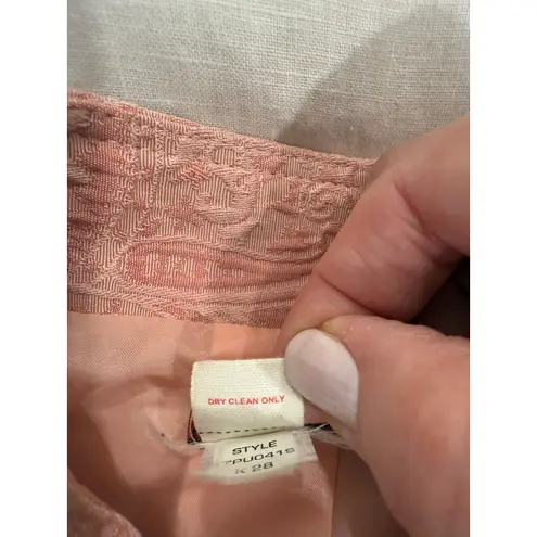 Tapemeasure Blazer Jacket Women 10P Pink Paisley Brocade Lined Crop Button Front Size 10