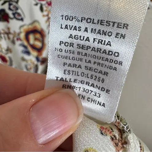 Umgee  White Floral Bell Sleeve Wrap Dress Womens L Ruffled Boho Coquette NWT