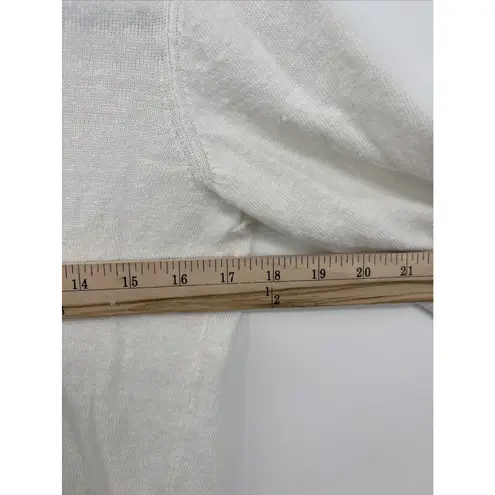 Garnet Hill Womens XS 100% Linen Ivory Cardigan Sweater Buttons Minimalist