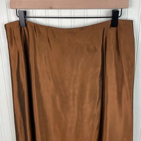 Coldwater Creek Vintage 90s Y2K Bronze Satin Maxi Skirt Size 16 Fairy Grunge