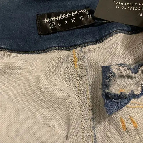Maniere De Voir Jeans Sz 4 NWT Denim Cut Out Skinny Avant Garde Punk Grunge Y2K Blue