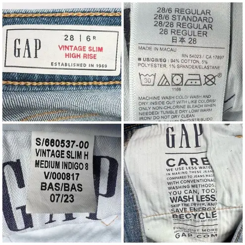 Gap NWT  Vintage Slim High Rise Jeans Ankle Length Stretch Denim 28