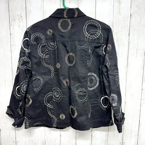 JM Collection Jean Jacket Women 10 Embroidered Denim Casual Style 100% Cotton