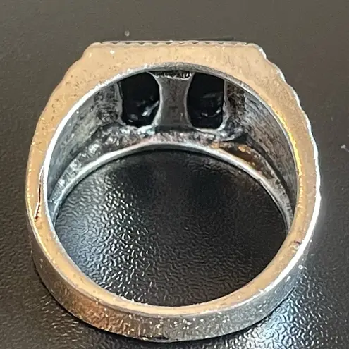 Black obsidian S925 antique silver ring size 8.75