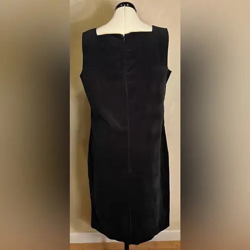 Spiegel Women Sleeveless Little Black Square Neck Corduroy Dress W/Pockets|Sz:14