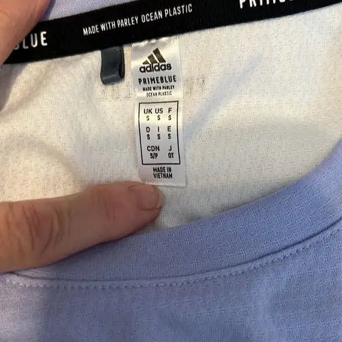 Adidas  primeblue size small lavender front longer white back cap sleeves GUC