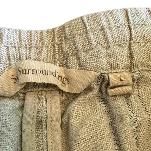 Soft Surroundings Bartley Linen Cotton Blend Pants Cropped Stripe Size Large