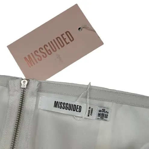 Missguided NEW Ivory Crepe Split Hem Corset Bandeau Strapless Top Size 2 Blouse