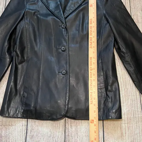 VTG 90s Siena Leather Jacket Womens 12 Black Soft Leather Button
Down Biker y2k