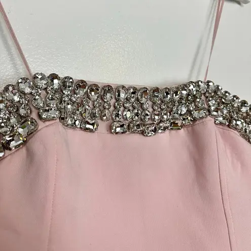 Monique Lhuillier ML Milana Strapless Midi Cocktail Dress in Pearl Pink US 8