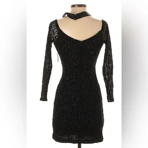 Frederick's of Hollywood Vintage 90s Frederick’s of Hollywood Sparkly Bodycon Elegant Black Lace Dress XS