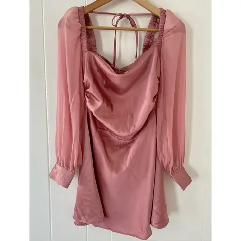 We Wore What Pink Long Sleeve Silky Cowl Neck Mini Dress Homecoming Size 0
