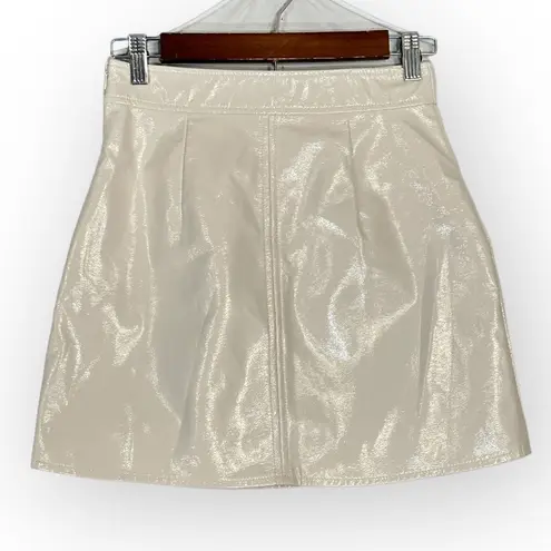 River Island Mini Skirt Women's 6 UK/2 US Cream Faux Leather NWOT