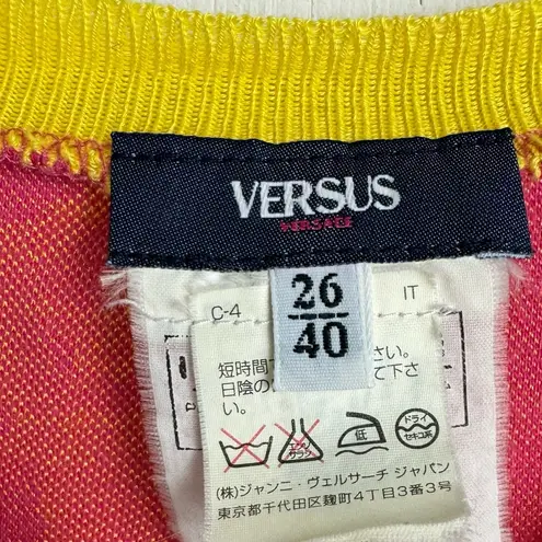 Versus Versace Y2K Abstract Tropical Print Top Sz 40 Small Pink Yellow