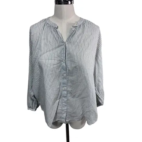 J.Crew  Reimagined Striped Button Up Shirt Women's XS Band Collar Long Sleeve