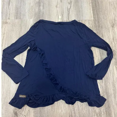 Matilda Jane Stay Warm NavyRuffle Hem Long Sleeve Tunic Top Women's Medium