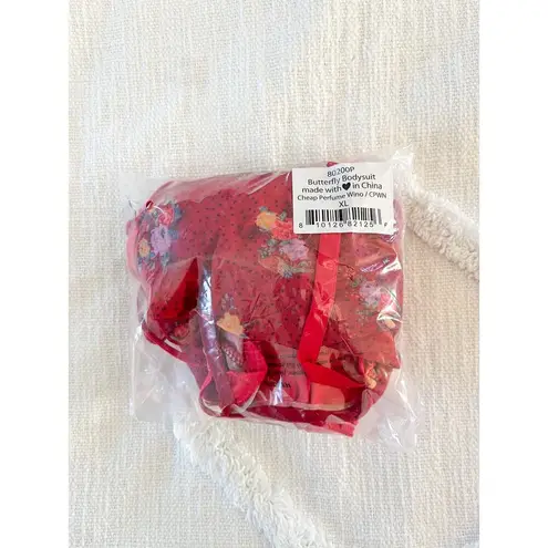 We are HAH | NWT | Butterfly Printed Bodysuit | Cheap Perfume Wino | Sz XL Red