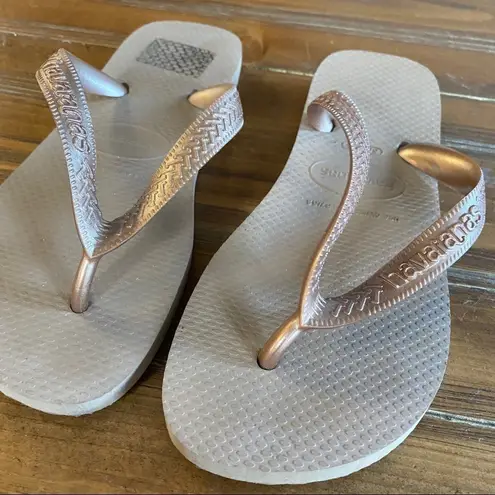 Havaianas  Tiras Rose Gold Flip Flop Sandals 6