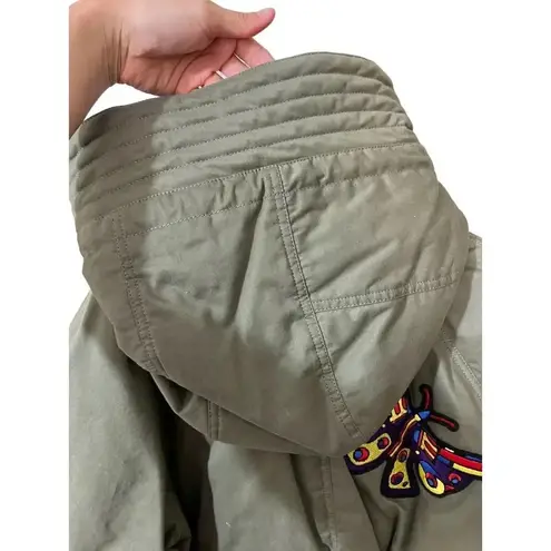 Jeremy Scott butterfly patch hooded crop jacket Size 8 Green