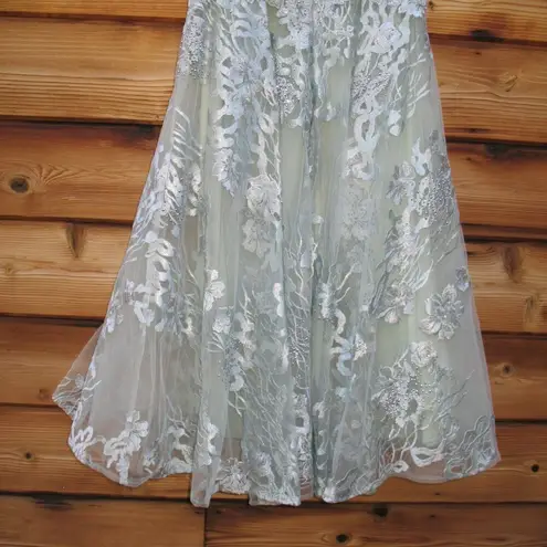 Mac Duggal 20978 Green Embroidered Cap Sleeve A Line Dress