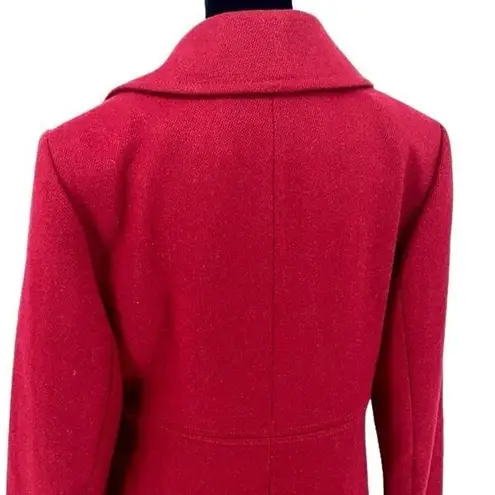 Donatella Vintage Women's Printed Lining Wool Button Single Breasted Coat Cherry Red Size 6