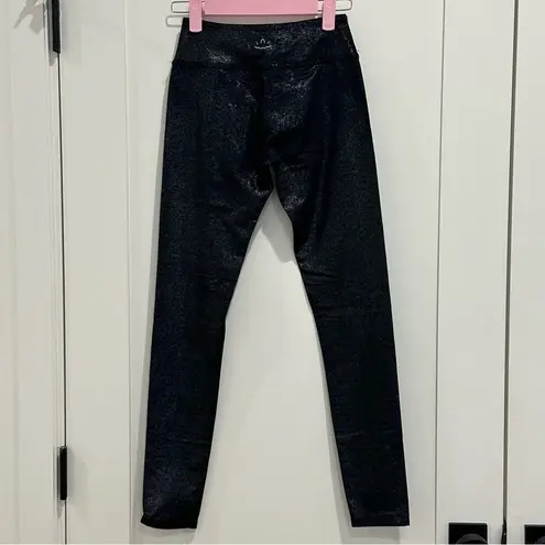 Beyond Yoga Shimmer Essential Long Leggings Black Foil Mid Rise XS Sporty Chic