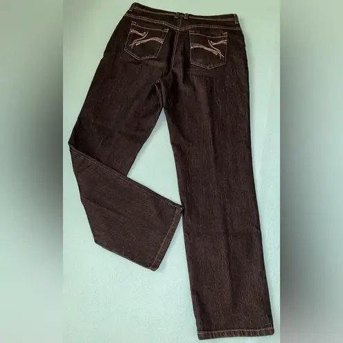 Gloria Vanderbilt Amanda denim pant bling swan back pockets black NEW size 12