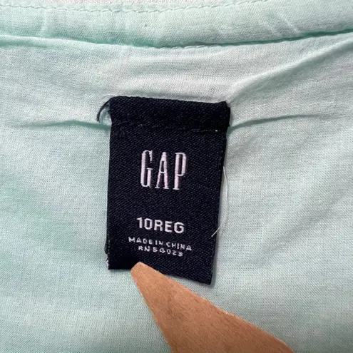 Gap  Linen Tiered Midi Skirt Mint Green 10 Regular Lined Side Zip Drawstring - Image 5