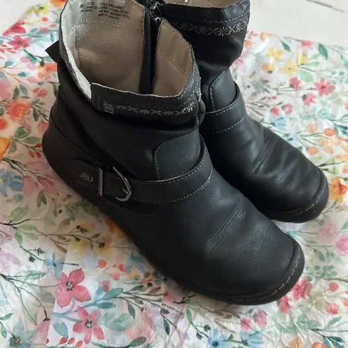 Jbu “Ellie” Black Scrunch Ankle Boots with Buckle, Sz 9 (Wide)