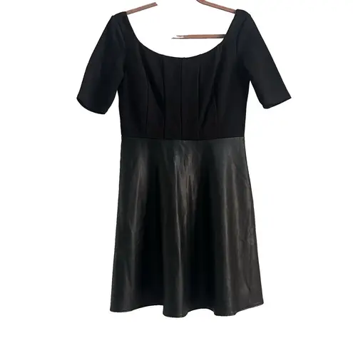 Bailey44 Anthropologie Parlour Ponte Dress by Bailey 44 $168 Skater Faux Leather Size MP