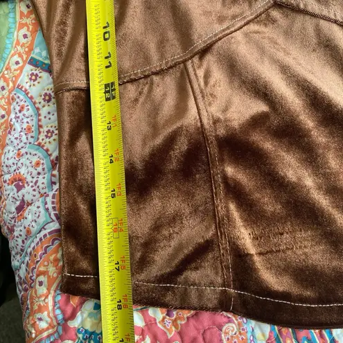 Women's Johnny Blaze Flames Vintage Dead Stock Stretch Velour Crop Top Brown Med